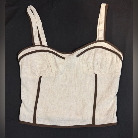 Sienna Sky Tops - Women’s Like New Sienna Sky Cream and Brown Crop Top Size Medium